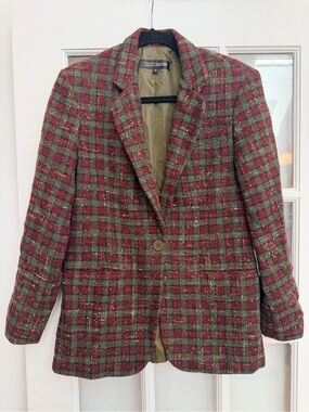Vintage Guess Collection 80’s Oversized Plaid Wool Classic Blazer Jacket Size 2
